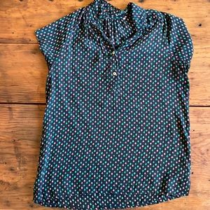 Vintage silk blouse geometric print